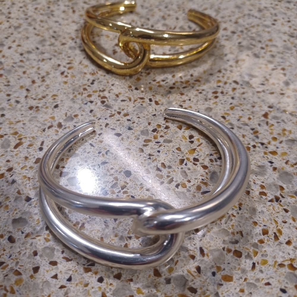 Elegant Gold and Silver Knot Bracelets